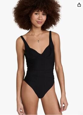 Solido Women's Underwire Ruched One Piece Black size XL